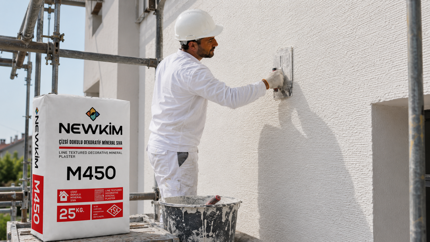 NEWKİM M450 çizgi dokulu dekoratif sıva uygulaması